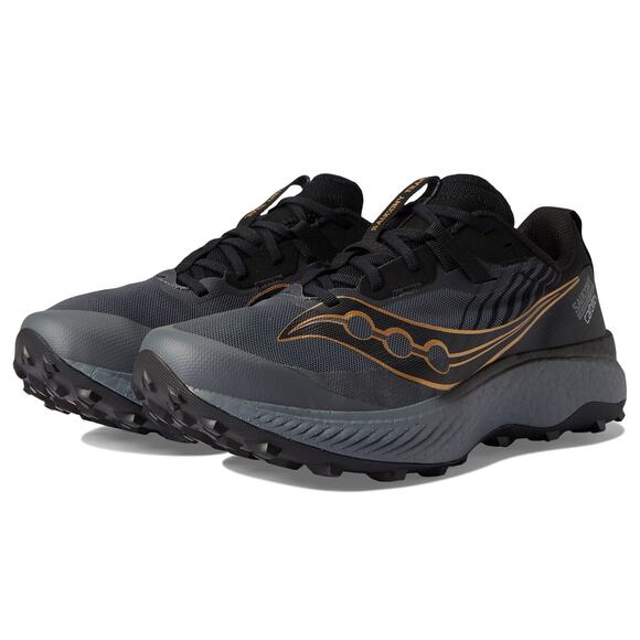 NWT Saucony Men's Endorphin Edge Trail Running Shoe, Black/Goldstruck, 11 - Picture 2 of 6